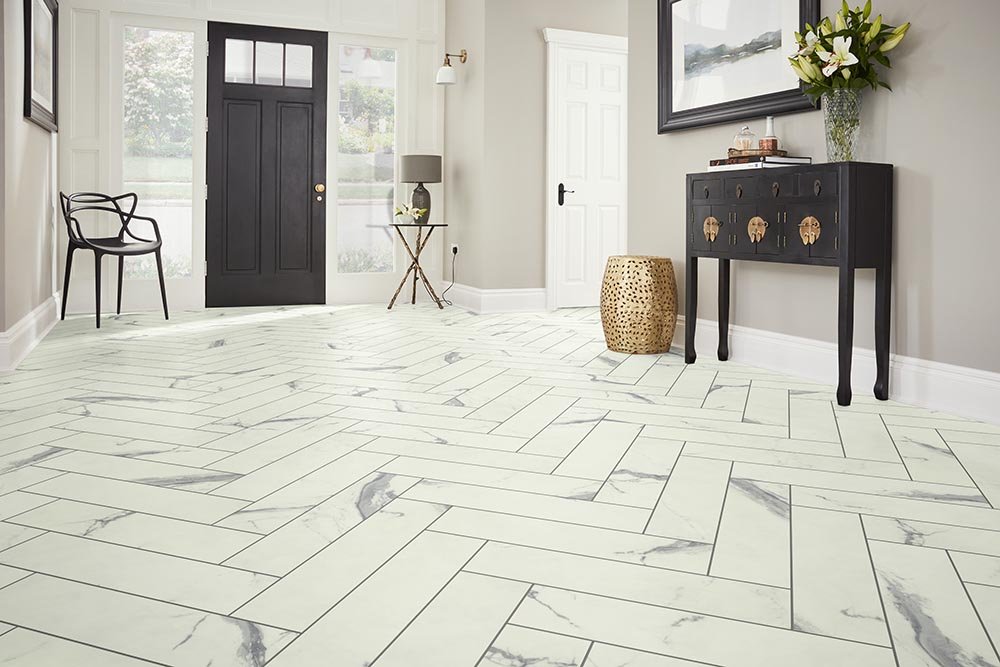 Entry Foyer Luxury Vinyl Tile Herringbone LVT -  Walter's Flooring in West Bend, WI