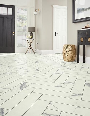 Entry Foyer Luxury Vinyl Tile Herringbone LVT -  Walter's Flooring in West Bend, WI